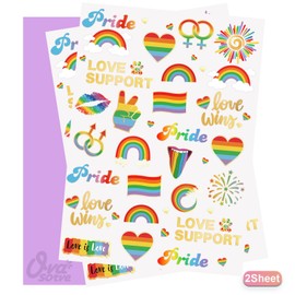 Ovasorve Pride Temporary Tattoos 56 Glitter Styles Rainbow Temporary Tattoos for Pride Equality Parades and Celebrations
