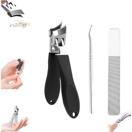 Multifunctional 3-piece set of eagle-beak angled nail clippers, household large-opening splash-proof nail clippers, high-end thick and hard nail clippers set