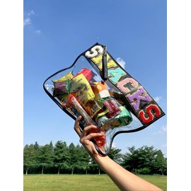 Letter Patched PVC S/L Size Snack Storage Bag, Portable Cosmetic Bag for Women & Girls, Casual Trendy Versatile High-quality Daily Bag, Girl Fashionable Shopping Bag, Fall Outfits, Fall Freshness:_Baby Pink_Please Refer To The Pictures for Dimensions