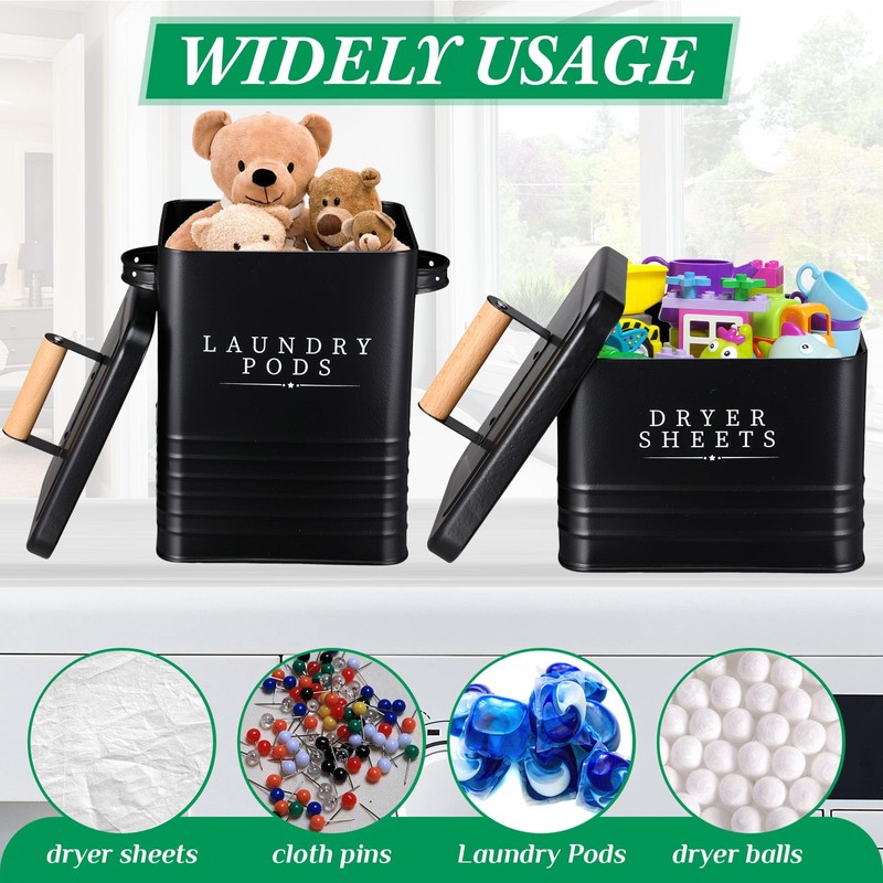 Yaocom 2 Pcs Laundry Pod Container with Dryer Sheet Holder