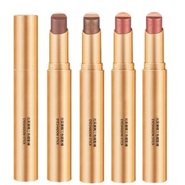 FOMIX Eyeshadow Pencil, Gradient 3 Color Eyeshadow Pen, Pearl Shiny Fine Glitter, 3 in 1 Uniform Coloring Nagging, No Smear, Versatile Application (02# Pearl Gloss Earth Color)