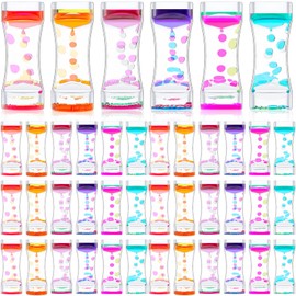 Hollowfly 36 Pcs Liquid Motion Bubbler Timer Sensory Gifts Colorful Hourglass Desktop Fidget Calming Educational Products for Autistic Stocking Stuffers