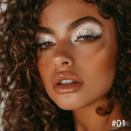 FeiCuiYun Sombra de ojos con un solo brillo, paleta de sombras de ojos brillantes, maquillaje coreano con brillo para ojos, sombra de ojos plateada brillante ultradifuminable, pigmento metálico de