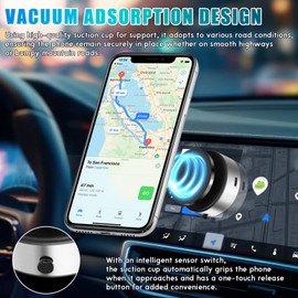 Vacuum Magnetic Suction Cup Phone Mount,360-Degree Rotatable Suction Cup Magnetic Phone Mount Holder for All Phones Universal Car Cell Phone Holder Stand for Car/Smooth Surface/Mirror/Travel Silver