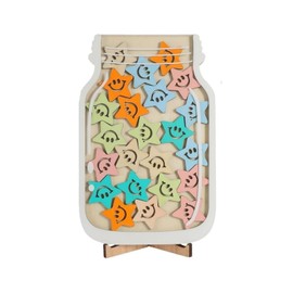 Reward Glass for Children, Star Reward Jars, Reward System Classroom Motivational Reward Glass, Reward Glasses for Toddlers, for Home and School Use (Smiling Face)