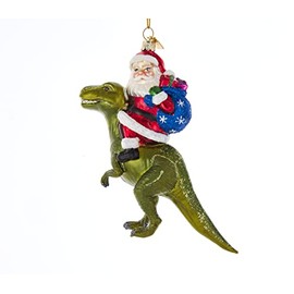 5.25-Inch Noble Gems™ Glass Santa on Dinosaur Ornament