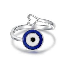 Mic Tai Evil Eye Ring S925 Sterling Silver-Blue Eye Protecting Ring Stackable Ring for Women-Friendship Jewelry Birthday Gifts for Her