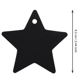 Tupalizy Star Gift Tags Blank Paper Hang Tags Labels with String for Gifts Bags Presents Bridal Shower Christmas Wedding Holiday Party Favors Jars Cans DIY Art Crafts Business, 90PCS(Black)