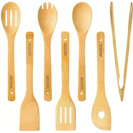 SHXWELL Spurtle Kitchen Tools Set Spatula Cooking Utensils 7 Piece Bamboo Wooden Set NEW