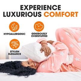 Cheer Collection Throw Pillows - Decorative Square Pillows for Bed and Couch - Snuggy 16x16 Pillow Inserts with Cover - Throw Pillow Inserts for Small Decorative Pillows - Pack of 2