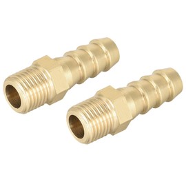 sourcing map Brass Metric Male to Barb Hose Connector 8mm x M10 x 1 (Pack of 2)