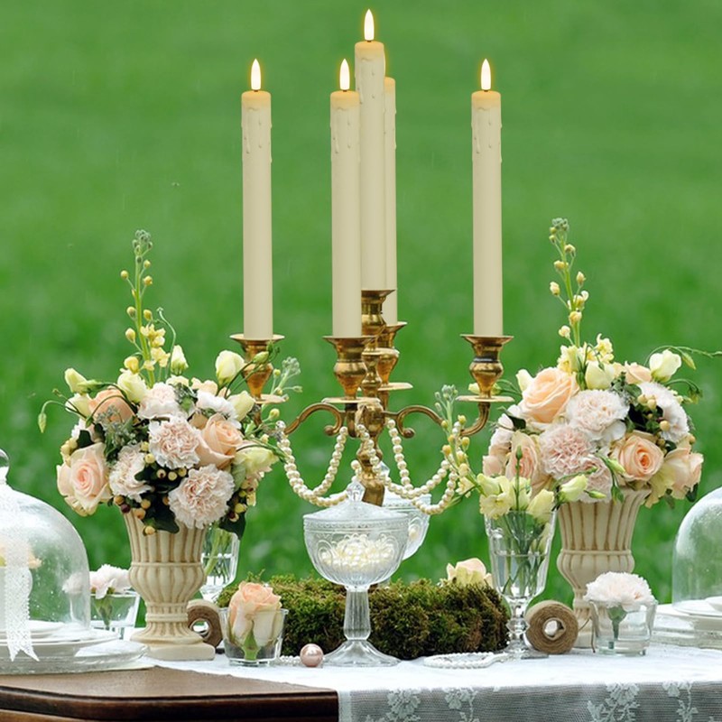 GenSwin Flameless Taper Candles with Remote Timer, 6Pcs Drip Wax