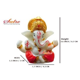 Glossy Lord Ganesha Idol 2 Inch and Polyresin Small Ganesha Idol 2.5 Inch Set of 2