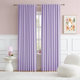 DUALIFE Lavender Curtains Room Darkening，Rod Pocket and Back Tab Thermal Insulated Drapes 52x96 Inch，2 Panels