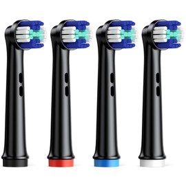 Premium Replacement Electric Toothbrush Heads 4pc Brush Head Replacement (Black, Intensive)