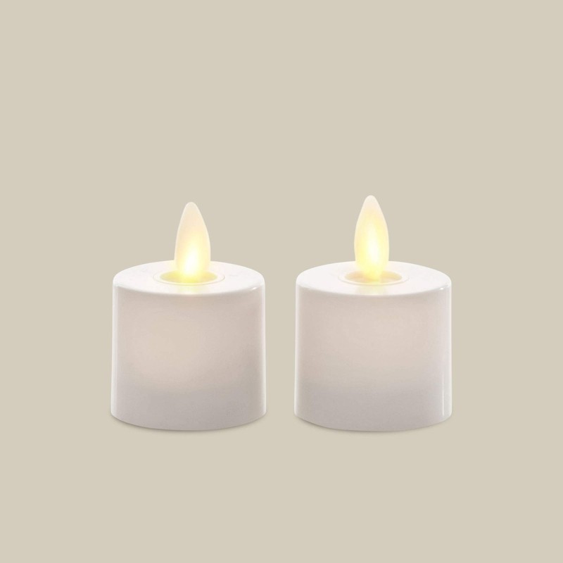 Luminara Flameless Tealight Candles (Unscented, Ivory 2-Pack) - Real-Flame Effect,