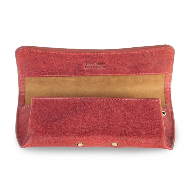 Jahn-Lederwaren Leather Glasses Case for Glasses Model BR-51407, red