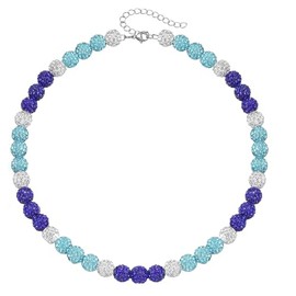 DANSOAN Ice Collection Necklace Baseball Bling Necklace Athletic Inspired Jewelry for Competitive Ball Players and Athletes Stylish Sports Accessory, 16inch, Rhinestone, No Gemstone, blue blue white