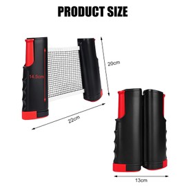 GOMETY Table Tennis Net, Extendable Mobile Table Tennis Net, Portable Ping Pong Replacement Net Table Tennis Net Outdoor & Indoor, Net Table Tennis Table Outdoor for Any Table (Black + Red)