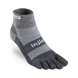 Injinji 2.0 Outdoor Midweight Mini Crew Nuwwol Socks, Charcoal/Black, Large