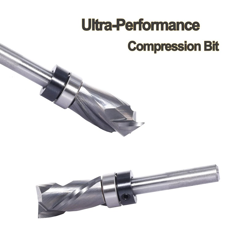 SICWOOD Compression Top Bearing Flush Trim Router Bit 1/4 Shank