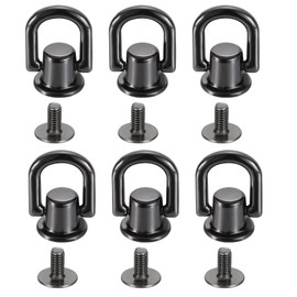 PATIKIL 222x8x5mm D Rings for Purse, 24 Set Spikes for Clothes Metal Button Spikes Screw Kit Flat Head Rivets Screw DIY Leather Hardware Trim Craft, Black