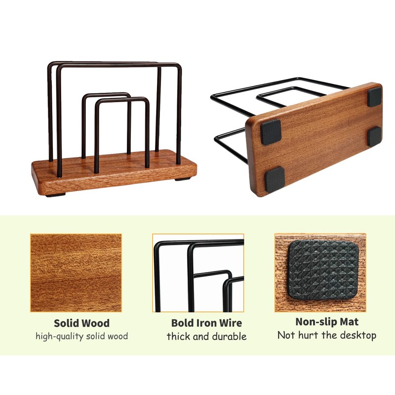 Metal Napkin Holder & Wooden Brown Napkin Dispenser for Table
