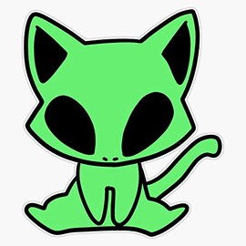 Alien Cat Sticker Bumper Sticker Vinyl Decal 5"