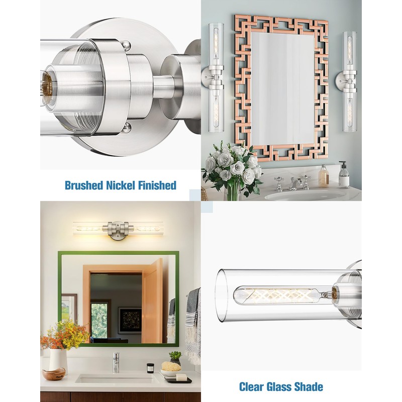 Emak Brushed Nickel Vanity Lights for Bathroom, Modern 22 Inch