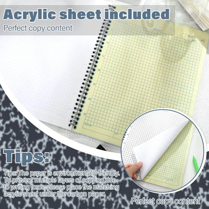 Affrolling 1 Pack Carbonless Lab Notebook Carbon Copy 8.5'' x