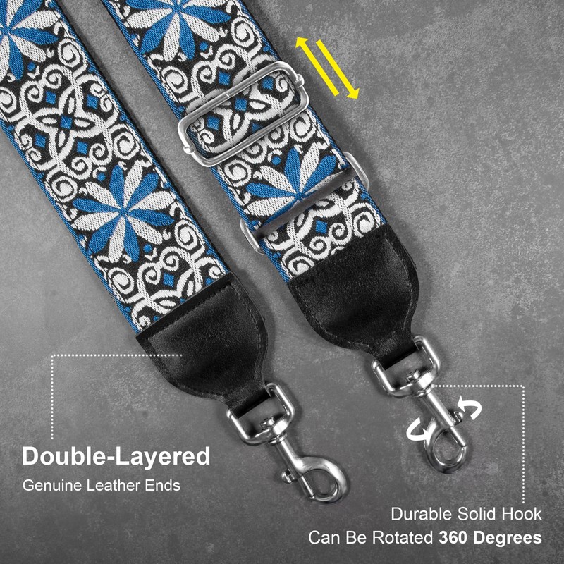 Bag Strap Crossbody Handbag Straps, Jacquard Embroidered 2" Wide Soft