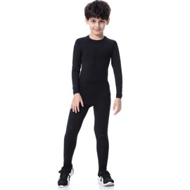 LNJLVI Conjuntos Deportivos para Correr para Niño Ropa térmica Ropa Interior Deportiva y Pantalones(Negro,5Years)