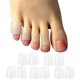 Hoogoo 10 Pack Pinky Toe Sleeves Protectors, Toe Covers, Protect Toe from Rubbing, Ingrown Toenails, Corns, Blisters, Hammer Toes and Other Painful Toe Problems Translucent Colour