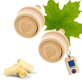 2 x Hofmeister® butter stamp for 30 g butter, 5 cm, heart, handmade in Germany, butter shape for decorating, round puncture shape, butter model made of local maple wood