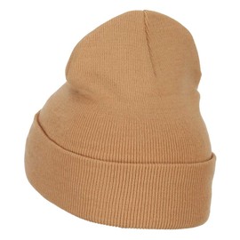 New Mexico Flag Map Embroidered Long Beanie - Khaki OSFM