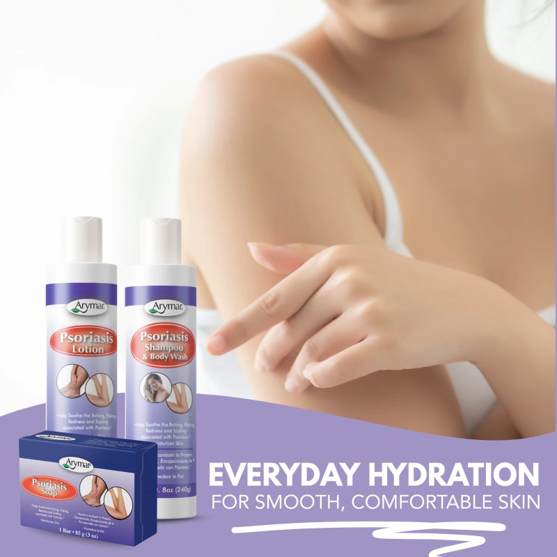 Arymar Psoriasis Care Set– Lotion, Bar Soap & Shampoo &