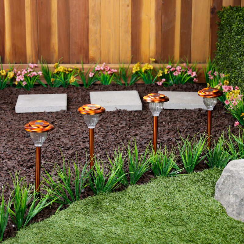 Alpine Corporation LBM174SLR-4 Solar Copper Stainless Steel Pathway LED Lights,