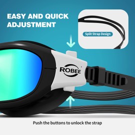 Robee Swimming Goggles, Adult Polarized Swim Goggles for Men Women Youth, Water Pool Glasses
