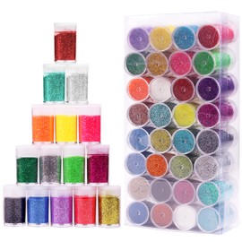32 Color Glitter for Crafts Reflective Fine Glitter 32boxes Gold Orange Sliver for Nail Body Face Hair Eyeshadow Lip Gloss Making for Nail Art Festival