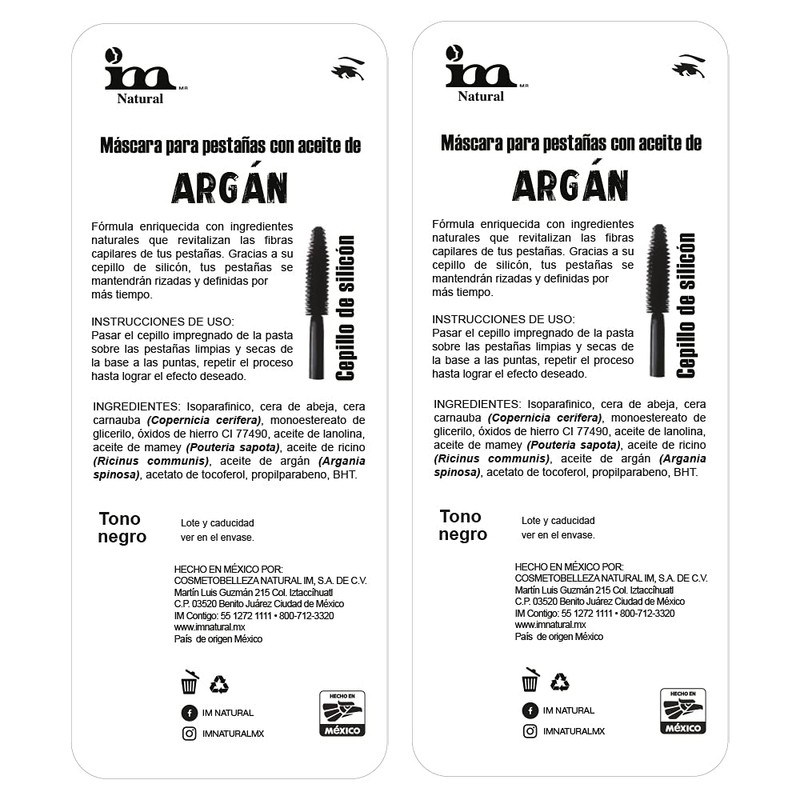 Máscara para pestañas IM Natural mirada explosiva- 2 piezas