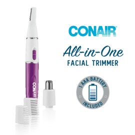 Conair All-in-1 Facial Hair Trimmer for Women, Perfect for Face, Ear/Nose and Eyebrows, Battery-Powered