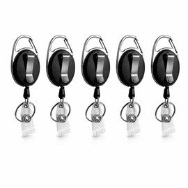 [Bio] Reel with Carabiner, Set of 5, Retractable Reel Keys, Up to 24.4 inches (62 cm), Reel Strap, Key Holder, Telescopic