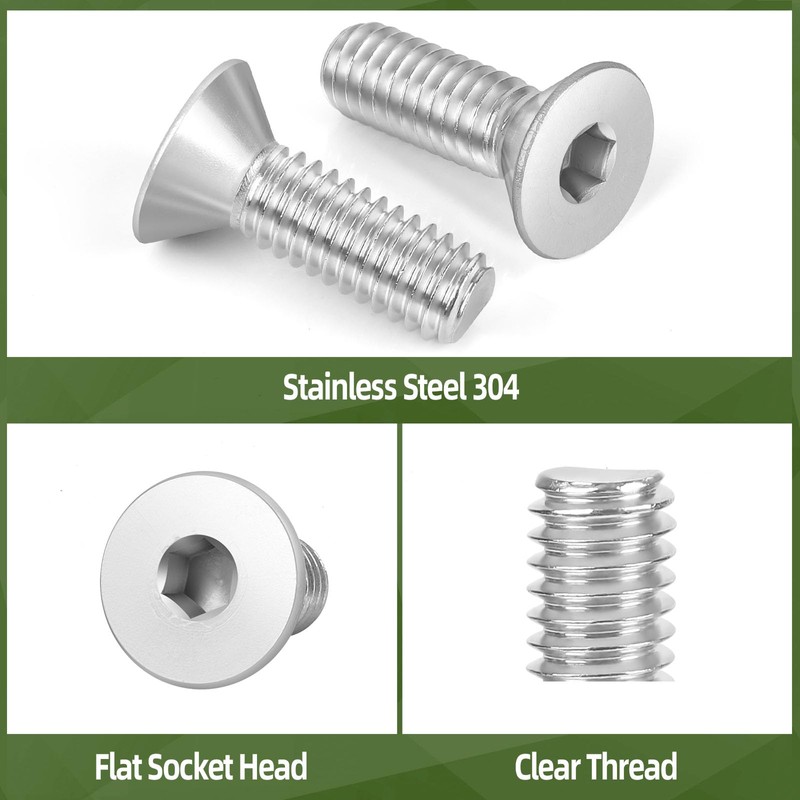 40 PCS 1/4"-20 x 1-1/4" Flat Head Socket Cap Screws