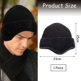 1 Piece Ear Protection Beanie, Elastic Knitted Hat, Winter Warm Hat, Comfortable and Soft Knitted Hat Black
