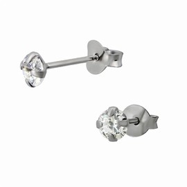 SilberDream Earrings 4 mm for Women 925 Silver Stud Earrings Zirconia White SDO8504W Silver Stud Earrings, Sterling Silver Cubic Zirconia, Cubic Zirconia