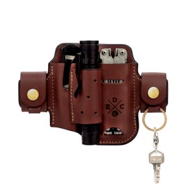 1791 EDC Multitool Sheath & Flashlight Holster, Leather EDC Pouch for Belts Also fits Knife and Keys - Compatible with Full Size Leatherman, Gerber, SOG Multitools - Action Snap, Brown