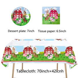 41 suministros de fiesta de granja, incluyen 20 platos, 20 servilletas y 1 mantel, se utiliza para decoración de fiesta de cumpleaños de zenoon (granja KKK)