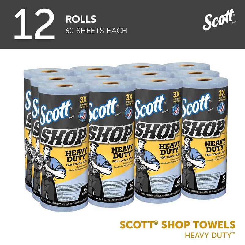Scott Shop Original Heavy Duty Towels (32992), Blue, Cloth-like Paper