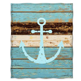 Jekeno Nautical Anchor Blanket Rustic Wood Anchor Print Gifts for Women Kids Boys Men Home Bedroom Living Room Decor Soft Cozy Lightweight Throw Blankets Blue 50"x60"