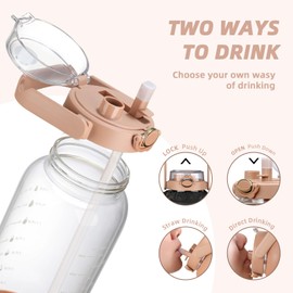 chunmo 64oz Glass Water Bottle with Straw and Sleeve Half Gallon Motivational Water Bottle with Time Marke and Strap 2L Leakproof Borosilicate Reusable Water Jug for Gym Outdoors